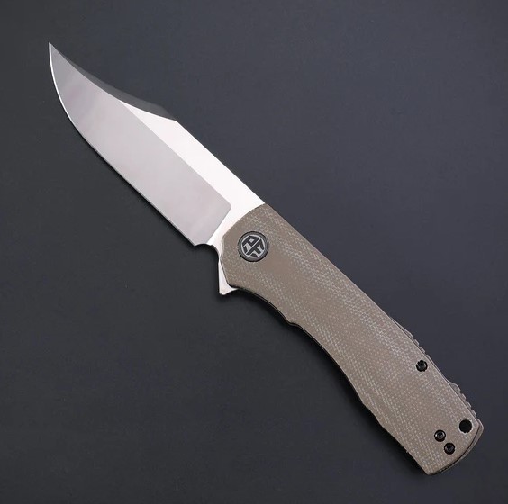 Petrified Fish Victor Folding Knife, K110 Blade, Micarta Khaki, PFP03KMS